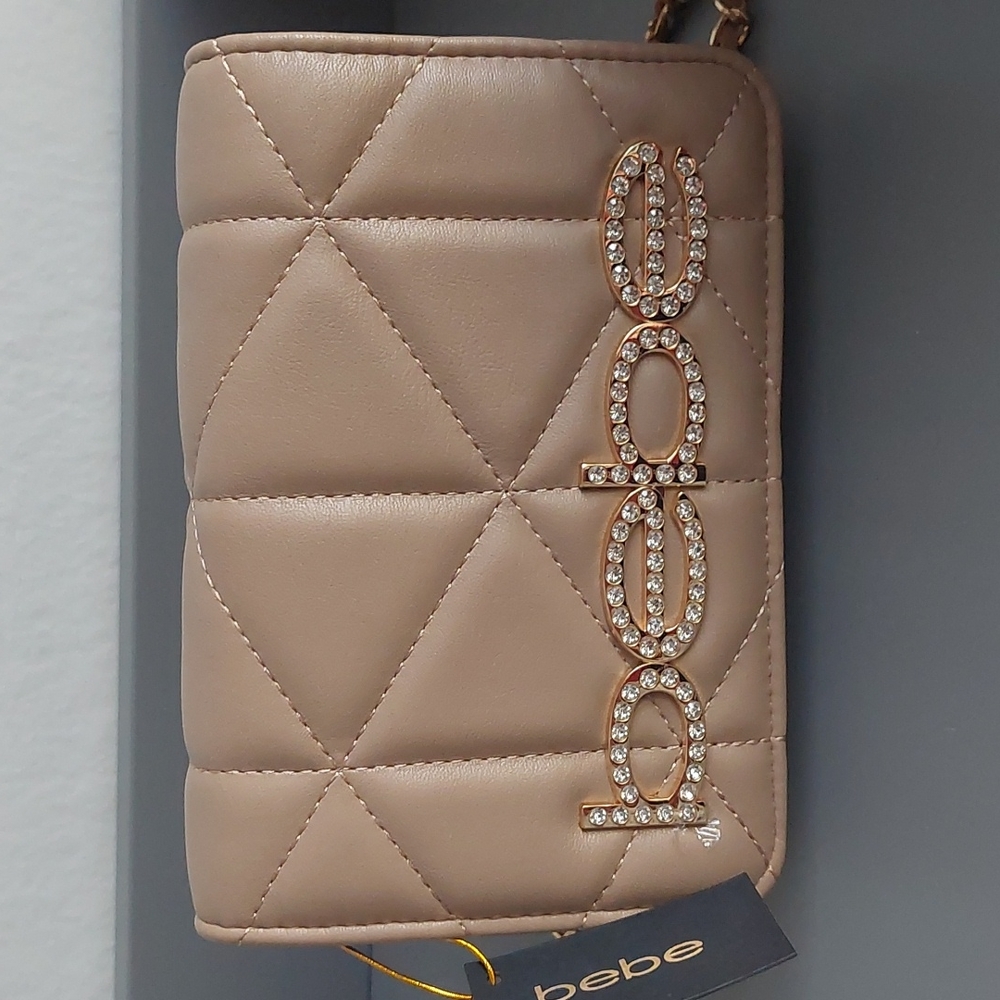 Bebe Zaza Flap Quilted Crossbody Beige - Picture 4 of 10